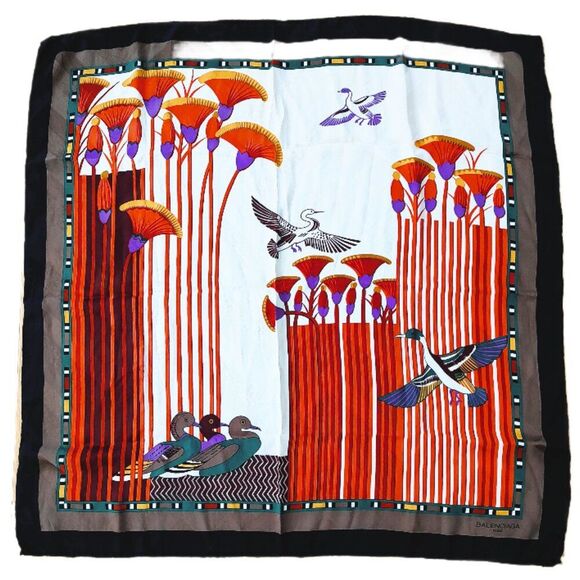 Balenciaga silk floral duck scarf large size frameable! - Picture 7 of 7